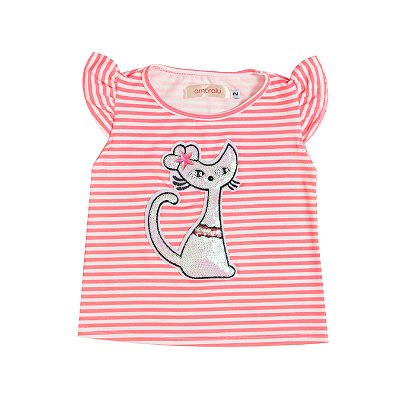 Camiseta Gatinho Listrada