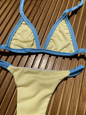 1 biquiní Daniele Fixo amarelo manteiga com azul bebe