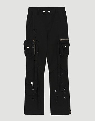 Calça Techno Cargo Paint Spitted Black Icon