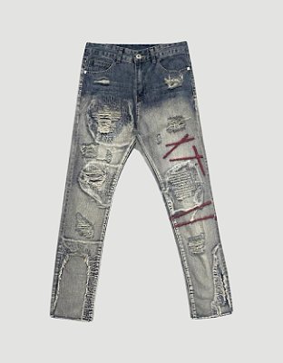 Calça Jeans Destroyed Baggy Design MT99