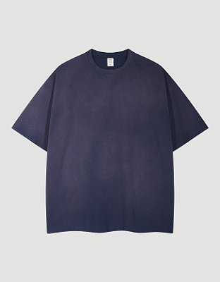 Camiseta Oversized Washed Roxo Escuro Wave