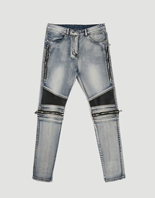 Calça Jeans Biker Knee Zipper