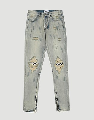 Calça Jeans Reta Underpatch Quadriculado