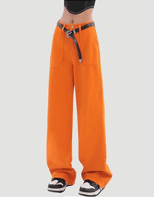 Calça Jeans Básica Lisa Orange Barra Larga