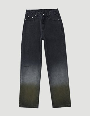 Calça Jeans Baggy Oversized Gradient Color Preto e Verde