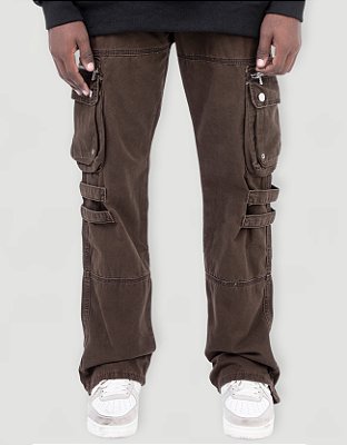 Calça Jeans Cargo Grossa Double-Side Pocket