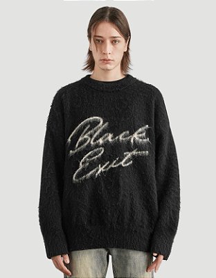 Suéter de Lã BlackofExit Handwritten Frontal Logo