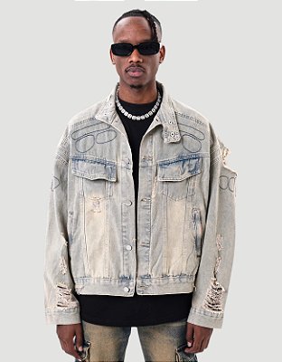 Jaqueta Jeans Destroyed In Lines