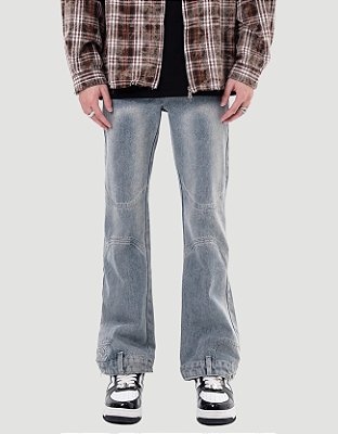 Calça Biker Baggy Fit U Lines Azul