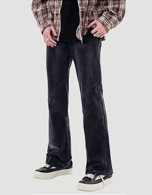 Calça Biker Baggy Fit U Lines Noir