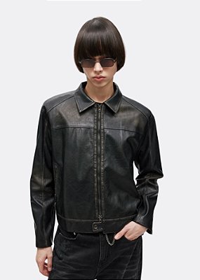 Jaqueta Couro Sintético Dark Noir Metal Biker