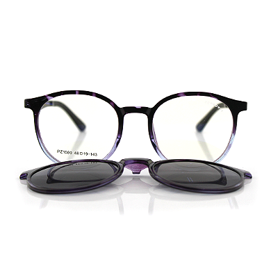 Armação Óculos Clip-on Ferrovia - PPZ1000 - Degradê preto e roxo