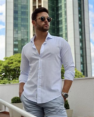 Camisa Azul Claro Manga Longa Comfort plus - Hilios - Inspirado em você!