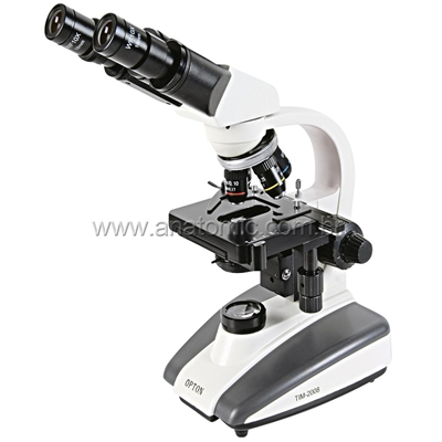 Microscópio Biológico Binocular com Aumentos de 40X, 64X, 100X, 160X, 400X, 640X, 1000X e 1600X.