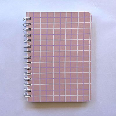 Caderno A5 Pautado Xadrez Lilás E Rosa