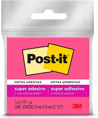 Bloco de Notas Super Adesivas Post-it® Rosa 76 mm x 76 mm - 45 folhas