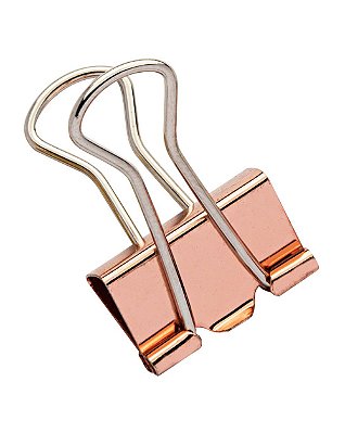 Binder Clips Color Plus Ouro Rose 19mm - Caixa c/ 12