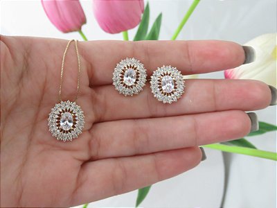 Pedra Oval com zircônias