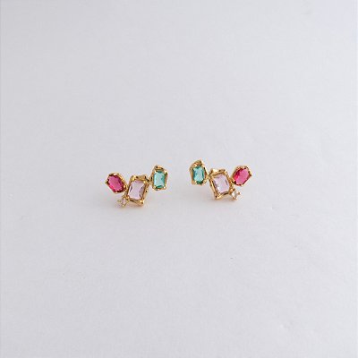 Earcuff orgânico pedras coloridas