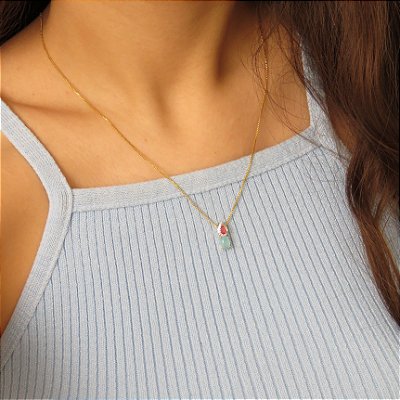 Gota Pedra + Zircônia Cravejada + Pedra Azul