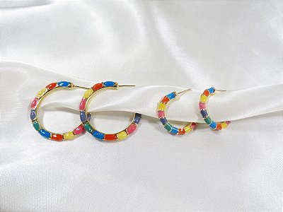 Argola Resina Rainbow