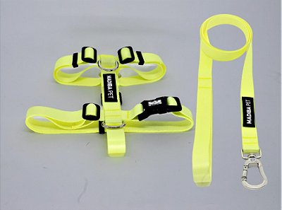 Kit Peitoral e Guia Lemon Yellow para Cães - Madiba Pet