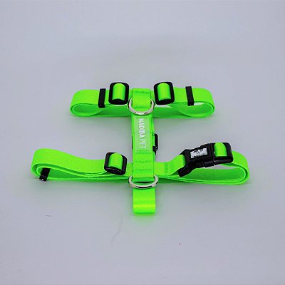Peitoral H Verde Neon para Cães Madiba Pet
