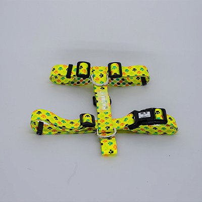 Peitoral H Amarelo Patinhas para Cães Madiba Pet