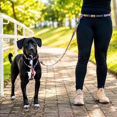 Guia Mãos Livres com Mosquetão de Rosquear para passeios e corrida - Madiba Pet