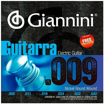 Encordoamento Giannini GEEGST09 .009/.042 para Guitarra