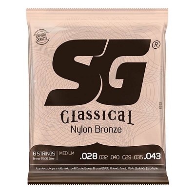 Encordoamento Sg Strings 0.028 Prata Média P/ Violão Nylon