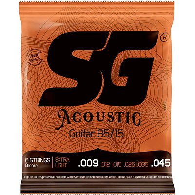 Encordoamento Sg Strings 85/15 .009/.045 para Violão Aço
