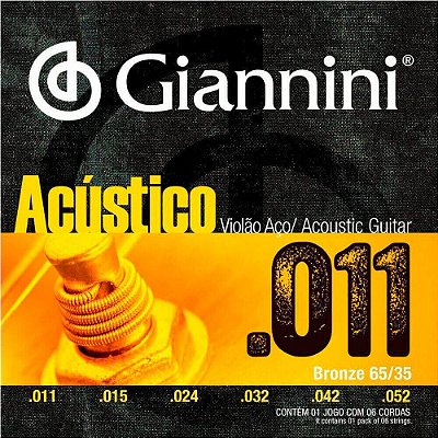 Encordoamento Giannini GESPW .011/.052 para Violão Aço
