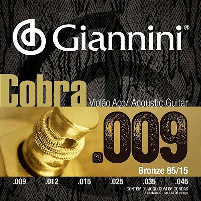 Encordoamento Giannini GEEWAK .009/.045 Bronze P/ Violão Aço