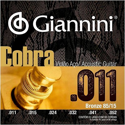 Encordoamento Giannini GEEFLK .011/.052 Bronze P/ Violão Aço