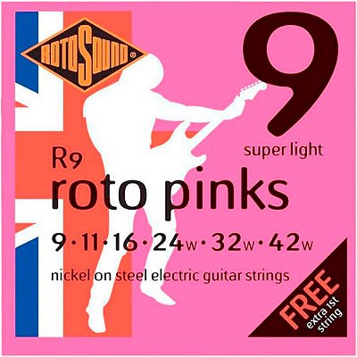 Encordoamento Rotosound R9 Pink 009/042 para Guitarra