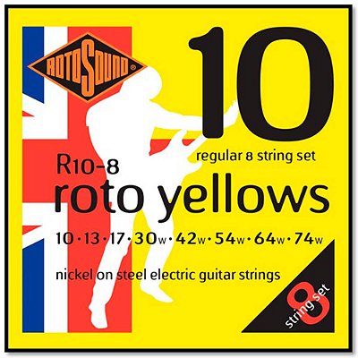Encordoamento Rotosound R10-8 Yellow 010/074 P/ Guitarra 8c