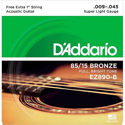 Encordoamento D'addario EZ890B Bronze 009/045 P/ Violão Aço