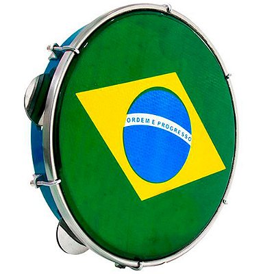 Pandeiro Luen 10 ABS Azul com Pele Brasil