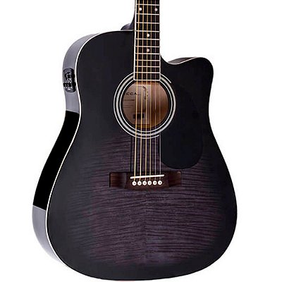 Violão Elétrico Vogga VCK370BMF Black Maple Folk com Cutaway