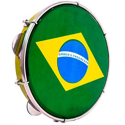 Pandeiro Luen 10" ABS Amarelo com Pele Brasil