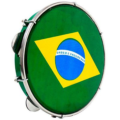 Pandeiro Luen 10" ABS Verde com Pele Brasil