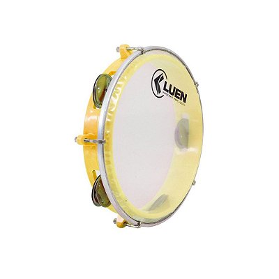 Pandeiro Junior Luen Percussion 8 ABS Amarelo Pele Cristal