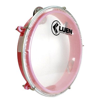 Pandeiro Junior Luen Percussion 8 ABS Vermelho Pele Cristal