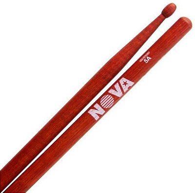 Par de Baquetas Vic Firth Nova 5A Vermelha Ponta de Madeira