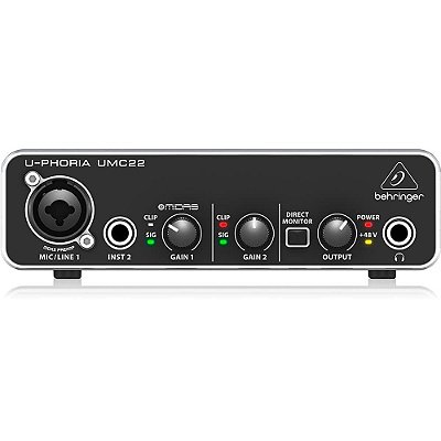 Interface de Áudio Behringer U-Phoria UMC22 Midas USB