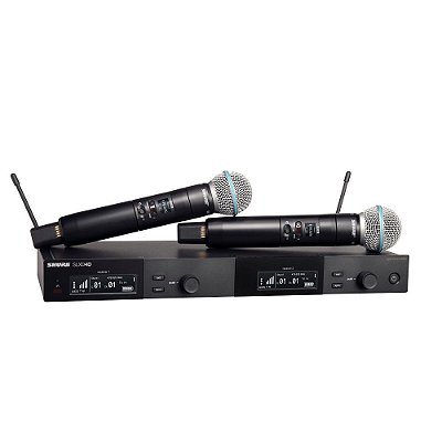 Sistema sem fio duplo com 2 microfones de mao SLXD2/B58A - SLXD24D/B58-G58 - Shure