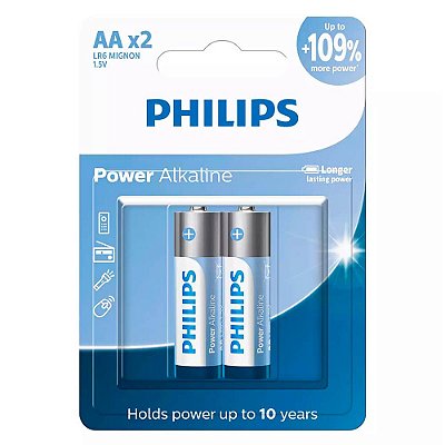 Pilha Alcalina AA Philips LR6P2B/59 C/2