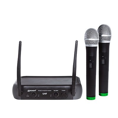 Microfone UHF com 2 canais e frequencia fixa - LM-258U - Lexsen