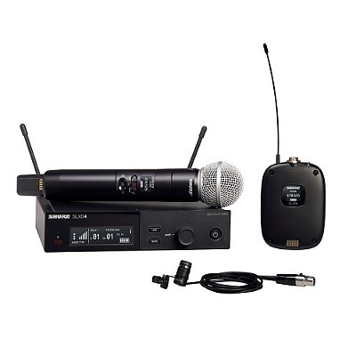 Sistema sem fio com microfone de mao- bodypack e lapela - SLXD124/85-G58 - Shure